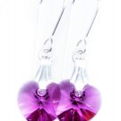 .925 Sterling Silver Fuchsia Pink Heart Earrings made with SWAROVSKI ELEMENTS