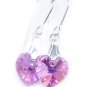 .925 Sterling Silver Rose AB Pink Heart Earrings made with SWAROVSKI ELEMENTS