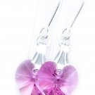 .925 Sterling Silver Rose Pink Heart Earrings made with SWAROVSKI ELEMENTS