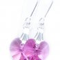 .925 Sterling Silver Rose Pink Heart Earrings made with SWAROVSKI ELEMENTS