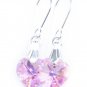 .925 Sterling Silver Light Rose AB Pink Heart Earrings made with SWAROVSKI ELEMENTS