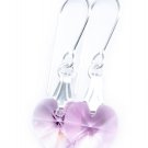 .925 Sterling Silver Light Rose Pink Heart Earrings made with SWAROVSKI ELEMENTS