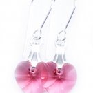 .925 Sterling Silver Indian  Pink Heart Earrings made with SWAROVSKI ELEMENTS
