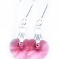 .925 Sterling Silver Indian  Pink Heart Earrings made with SWAROVSKI ELEMENTS