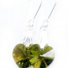 925 Sterling Silver Olivine AB Green Heart Earrings made with SWAROVSKI ELEMENTS