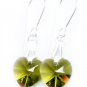 925 Sterling Silver Olivine Green Heart Earrings made with SWAROVSKI ELEMENTS