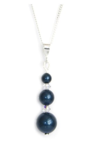 Petrol Blue Pearl Crystal AB Pendant Necklace Made With SWAROVSKI ELEMENTS 468