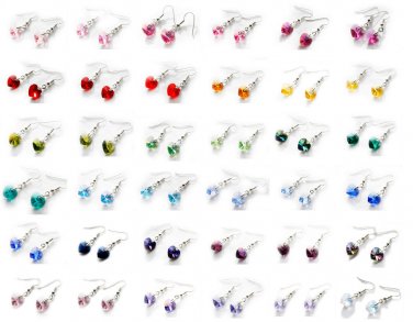 Crystal Heart Earrings Made With SWAROVSKI ELEMENTS Silver Plated with Box & Bag