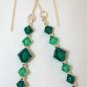 Handmade Drop Earrings 5 Bead Emerald Green made with SWAROVSKI ELEMENTS