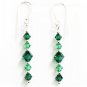 Handmade Drop Earrings 5 Bead Emerald Green made with SWAROVSKI ELEMENTS