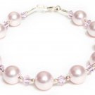 Sterling Silver Handmade Pink 8mm Pearl Bracelet made with SWAROVSKI ELEMENTS