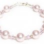 Sterling Silver Handmade Pink 8mm Pearl Bracelet made with SWAROVSKI ELEMENTS