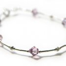 Sterling Silver Bracelet 6mm Light Amethyst Crystal MADE WITH SWAROVSKI ELEMENTS
