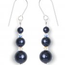 Navy Blue Pearl Earrings made with SWAROVSKI ELEMENTS 468 Handmade