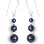 Navy Blue Pearl Earrings made with SWAROVSKI ELEMENTS 468 Handmade