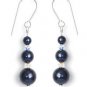 Navy Blue Pearl Earrings made with SWAROVSKI ELEMENTS 468 Handmade