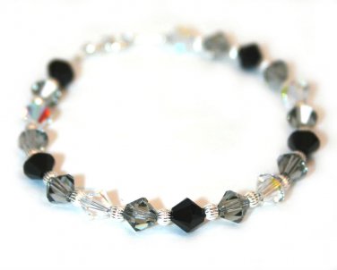 Handmade 6mms Black Grey Crystal AB Bracelet made with SWAROVSKI ELEMENTS