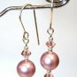 1 Pair .925 Sterling Silver Pink Pearl Earrings made with SWAROVSKI ELEMENTS 844