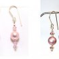 1 Pair .925 Sterling Silver Pink Pearl Earrings made with SWAROVSKI ELEMENTS 844