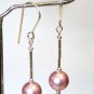 1 Pair Sterling Silver Single Pink Pearl Earrings made with SWAROVSKI ELEMENTS