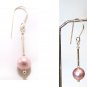 1 Pair Sterling Silver Single Pink Pearl Earrings made with SWAROVSKI ELEMENTS