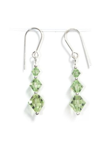 925 Sterling Silver Handmade Earrings Peridot Green made with SWAROVSKI ELEMENTS