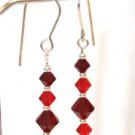Handmade 5 Bead Siam Red Crystals Sparkly Earrings made with SWAROVSKI ELEMENTS