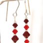 Handmade 5 Bead Siam Red Crystals Sparkly Earrings made with SWAROVSKI ELEMENTS