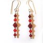 Handmade 5 Bead Siam Red Crystals Sparkly Earrings made with SWAROVSKI ELEMENTS