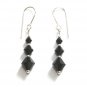 .925 Sterling Silver Jet Crystal Handmade Earrings made with SWAROVSKI ELEMENTS