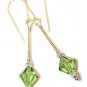 Handmade Long Sparkly Earrings Peridot Crystals made with SWAROVSKI ELEMENTS