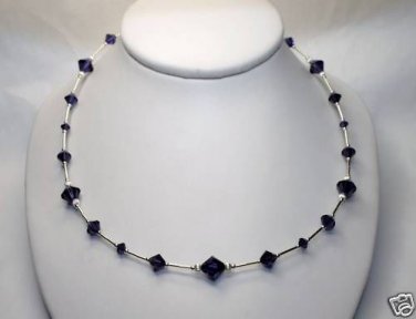 Handmade Sparkly Purple Velvet Crystal Necklace made with SWAROVSKI ELEMENTS 468