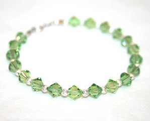 Handmade 6mms Peridot Green Crystals Bracelet made with SWAROVSKI ELEMENTS