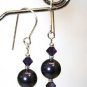 Handmade Dark Purple Pearl & Crystal Earrings made with SWAROVSKI ELEMENTS