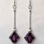 Handmade 8mm Amethyst Crystal Sparkly Long Earrings made with SWAROVSKI ELEMENTS