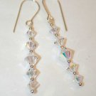 .925 Sterling Silver 5 Bead Crystal AB Earrings made with SWAROVSKI ELEMENTS