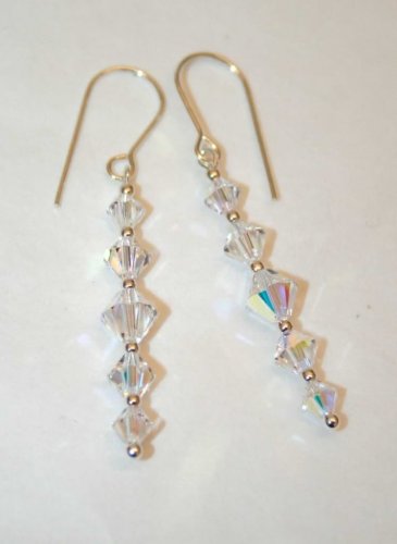 .925 Sterling Silver 5 Bead Crystal AB Earrings made with SWAROVSKI ELEMENTS