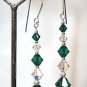 Handmade Long Earrings Emerald Green Crystal made with SWAROVSKI ELEMENTS