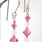 Sterling Silver 5 Bead Rose Pink Crystal Earrings made with SWAROVSKI ELEMENTS