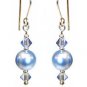 Sterling Silver Light Blue Pearl Handmade Earrings made with SWAROVSKI ELEMENTS