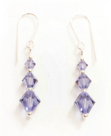 .925 Sterling Silver Tanzanite Purple Crystals MADE WITH SWAROVSKI ELEMENTS