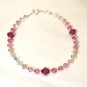 N7 .925 Sterling Silver Fuchsia Pink Crystal MADE WITH SWAROVSKI ELEMENTS