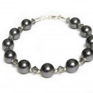 Dark Grey Pearl Bracelet made with SWAROVSKI ELEMENTS Crystals Handmade
