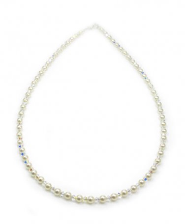 Pearl Crystal Bridal Necklace Made With SWAROVSKI ELEMENTS 4mm