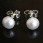 .925 Silver 6mm Pearl Dome Stud Earrings Made With SWAROVSKI ELEMENTS Box & Bag