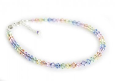 .925 Sterling Silver Crystals Pastel Rainbow Anklet made with SWAROVSKI ELEMENTS