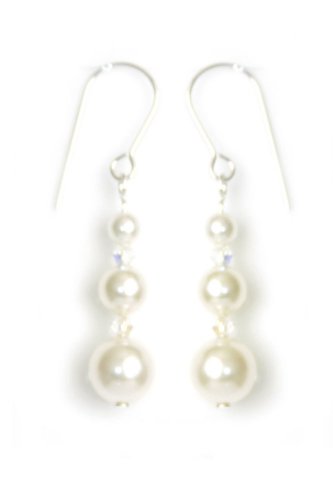 Handmade Cream Pearl Crystal Drop Earrings made with SWAROVSKI ELEMENTS 468