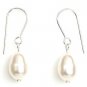 Dainty White Pear Drop Pearl Dangly Earrings Made With SWAROVSKI ELEMENTS