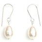 Dainty White Pear Drop Pearl Dangly Earrings Made With SWAROVSKI ELEMENTS