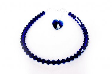 Blue Crystal Heart Bracelet MADE WITH SWAROVSKI ELEMENTS Handmade